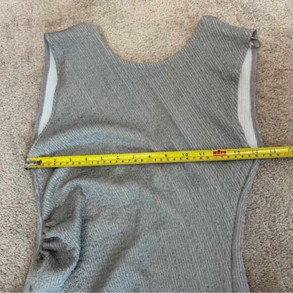 Zara Gray sleeveless textured metallic silver ruched bodycon maxi dress M NWOT - Picture 10 of 15